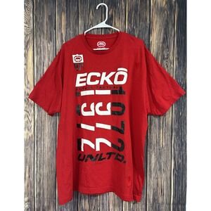 Ecko Unlimited Since 1972 Mens Y2K Red Streetwear Center Logo Shirt Size 2XL